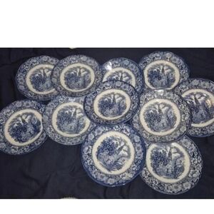 Old North Church England Liberty Blue Historical Colonial Scenes Tea Cup Saucers